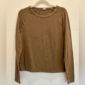 Wilfred Free Crew Neck Brown Long Sleeve T-Shirt Size Small